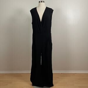 IRO • V Neck Keyhole Back Black Sleeveless Jumpsuit